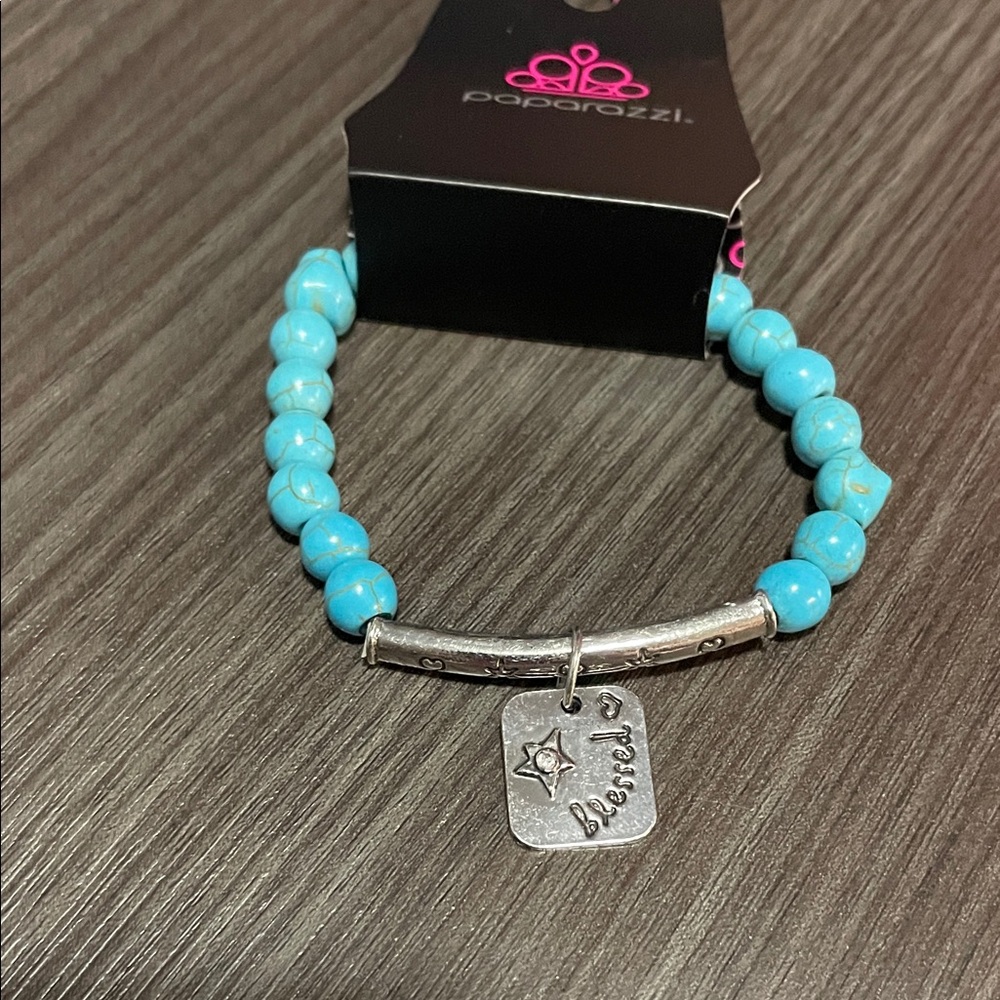 Paparazzi Turquoise Beaded Bracelet with Silver Accent